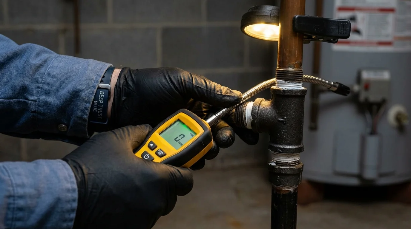 Gas leak detection with electronic sniffer by Johns Plumbing LLC in Castaic